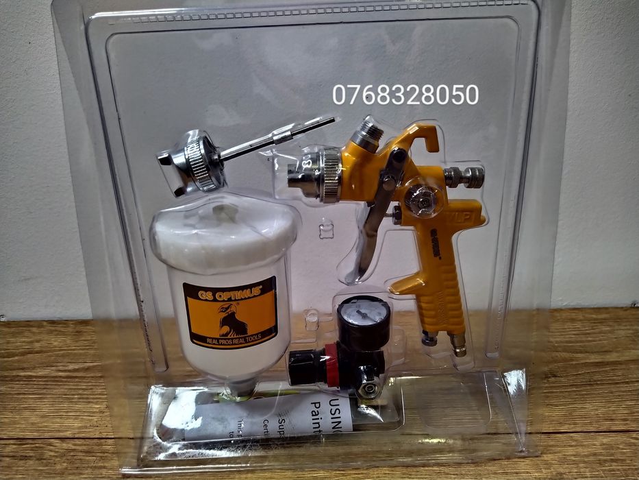 Set pistol vopsit cu manometru si regulator de presiune pneumatic