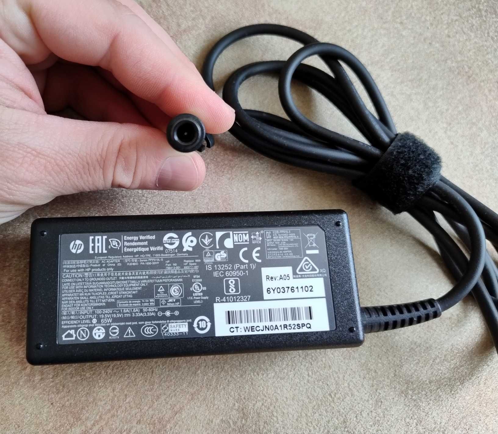 Alimentator laptop HP, mufa rotunda si pin central, 65w
