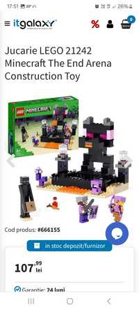 Lego Minecraft 21242, 252 de piese, 8 ani + sigilat