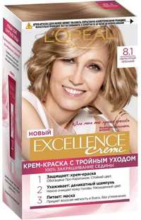 Крем-краска для волос стойкая «L'Oreal Excellence», 8.1 Светло-русый