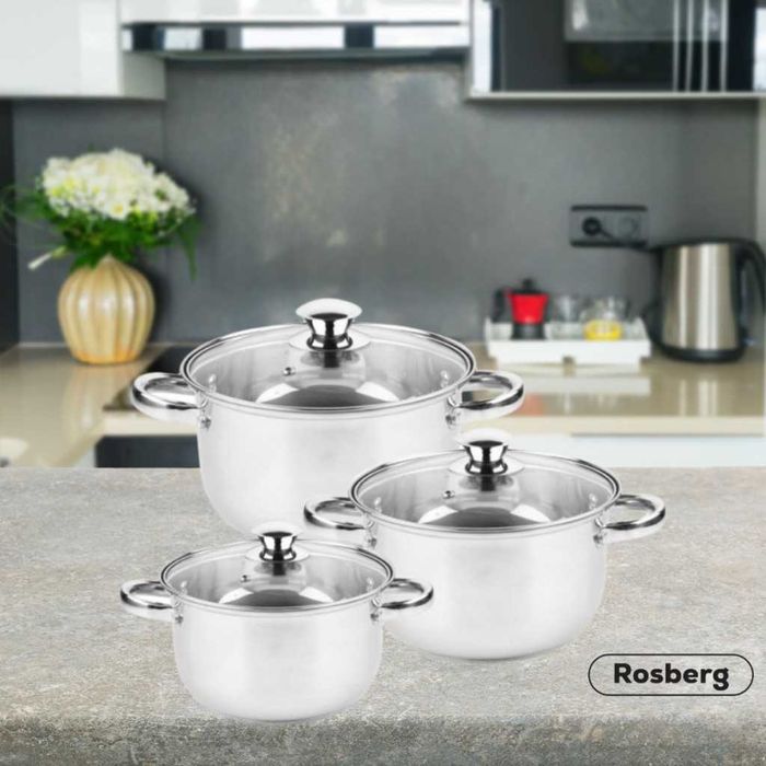 Комплект тенджери Rosberg R51210O6, включва - 20/22/24см.,