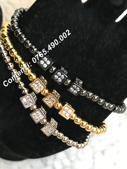 Bratara lux noua unisex cuburi cristale zirconiu inox bratari 2024 noi