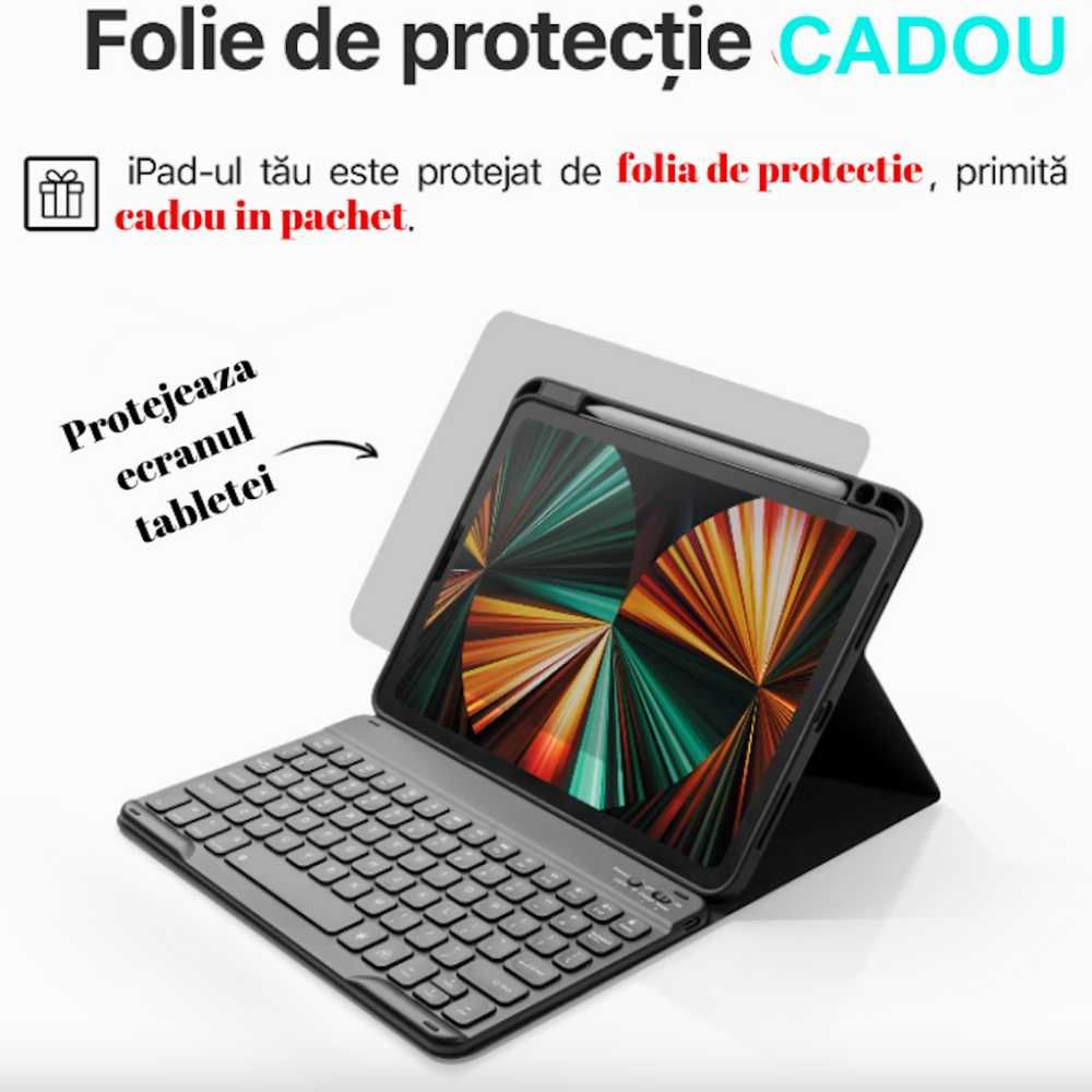 Husa cu Tastatura compatibila Apple iPad Air 4 2020/Air 5 2022, 10.9"