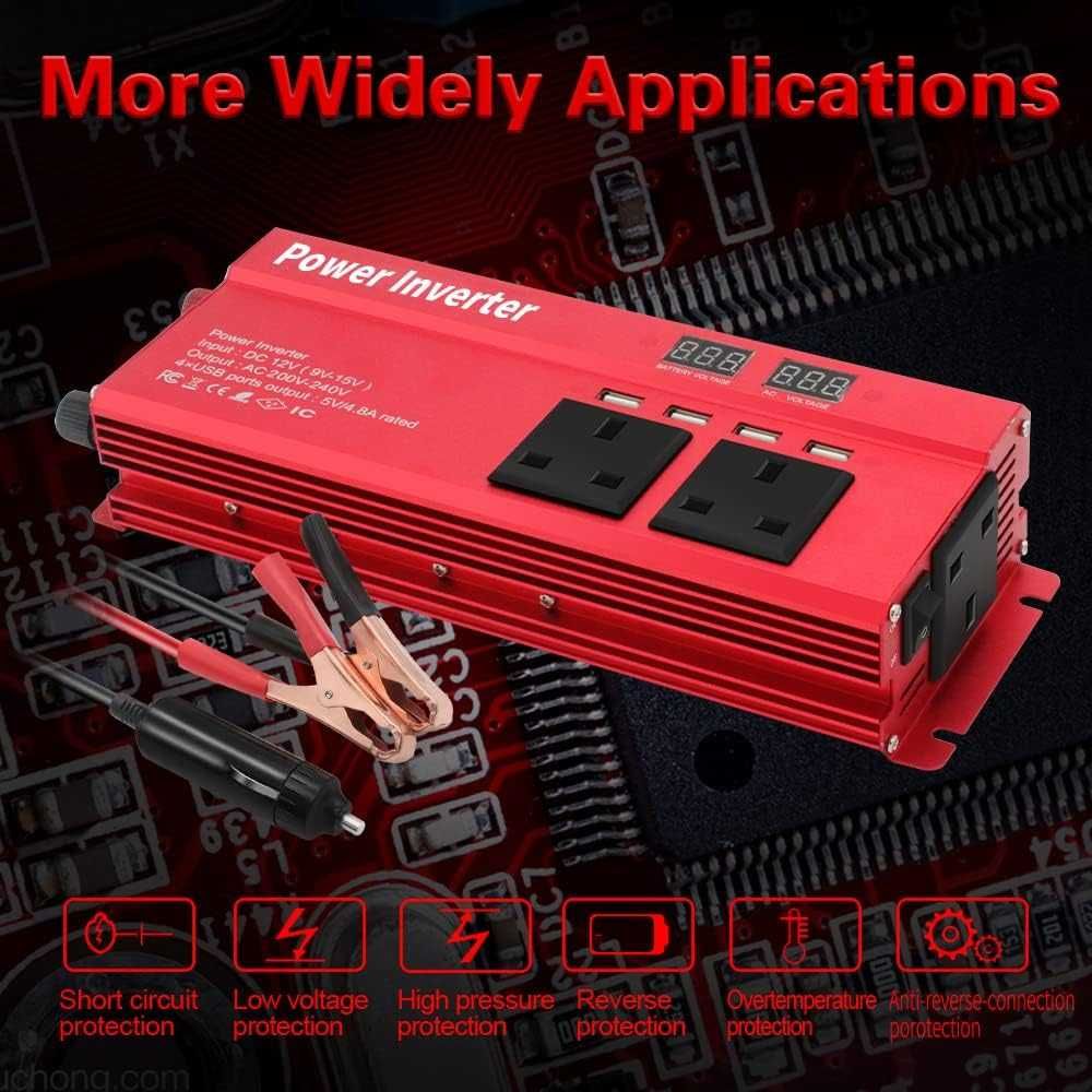 Преобразувател за ток/инвертор, от 12V на 220V, 2000W