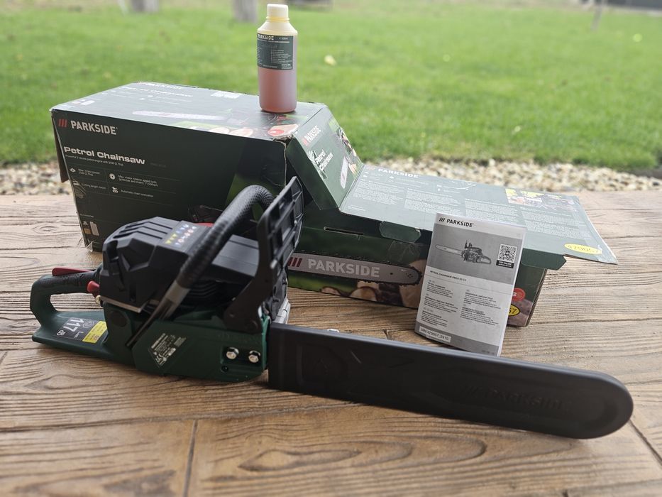 Drujba pe benzina Parkside lamă 44cm noua 3 ani garantie