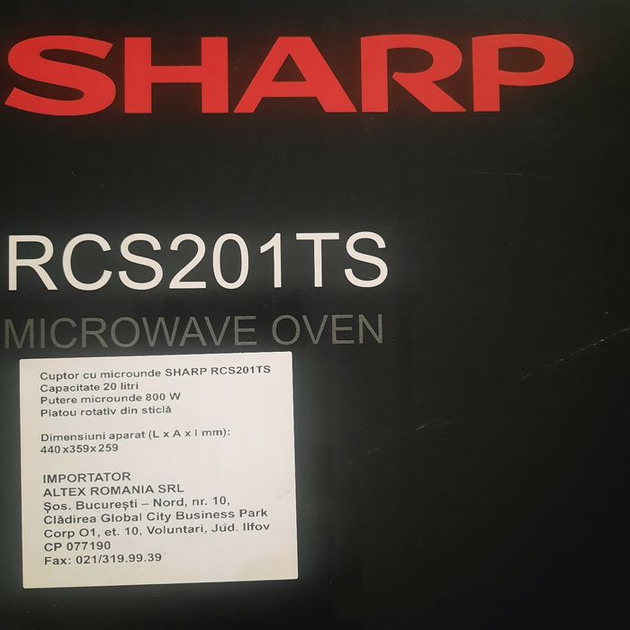 Cuptor microunde SHARP RCS201TS, 20L, 800W, argintiu - negru, NOU