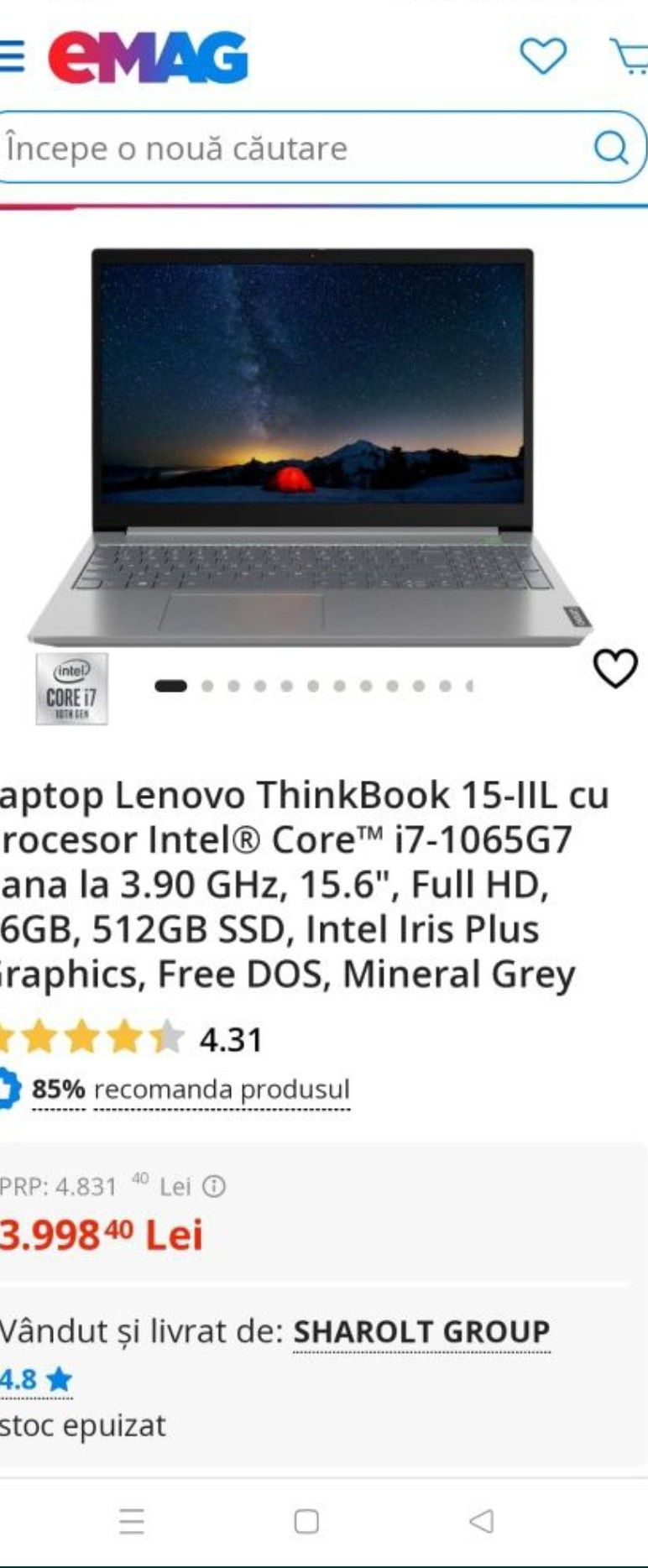 Vând laptop Lenovo,detalii și specificații in descriere.
