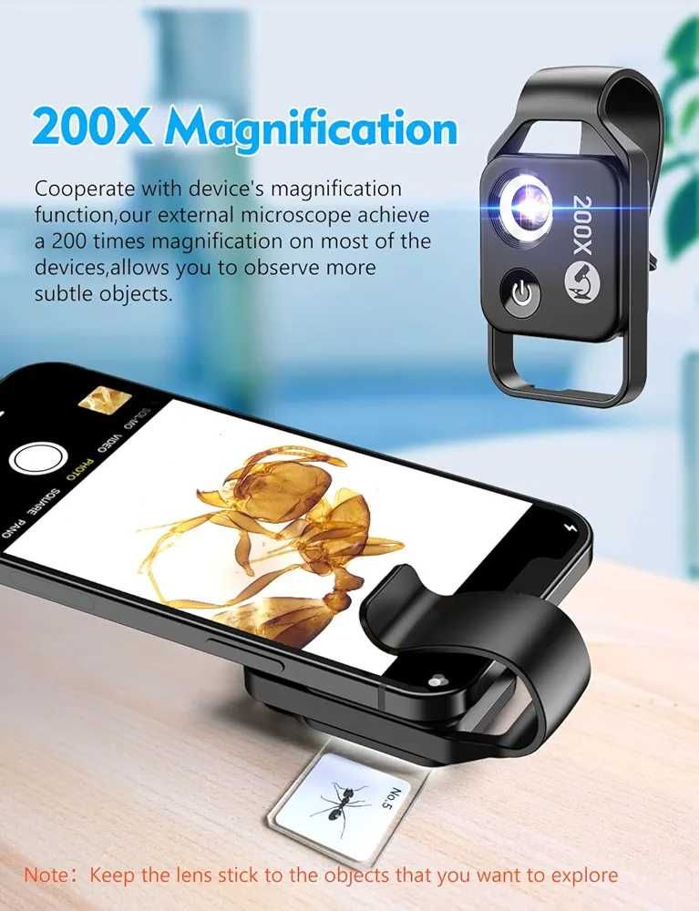 Microscop portabil pentru iPhone/Samsung/- 200X
