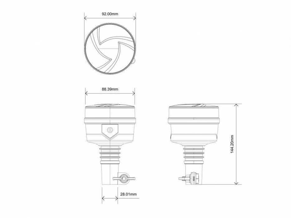 12V 24V 90W LED ЛЕД Аварийна Лампа Маяк Буркан за монтаж на тръба