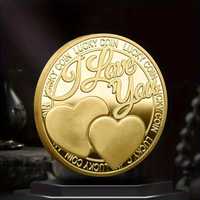 Moneda Te Iubesc - placat cu aur 14k