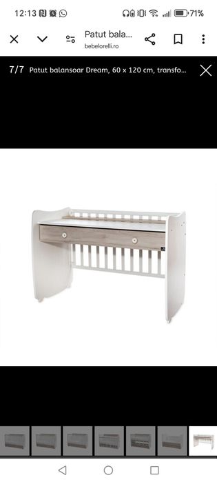 Pătuț Dream New 60x120, White & Light Oak 3in1