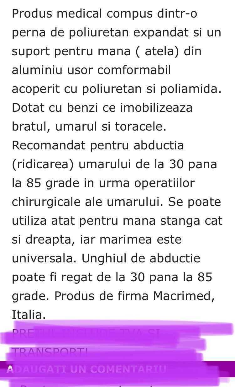 orteza abductie, cadru, carje cu amortizor