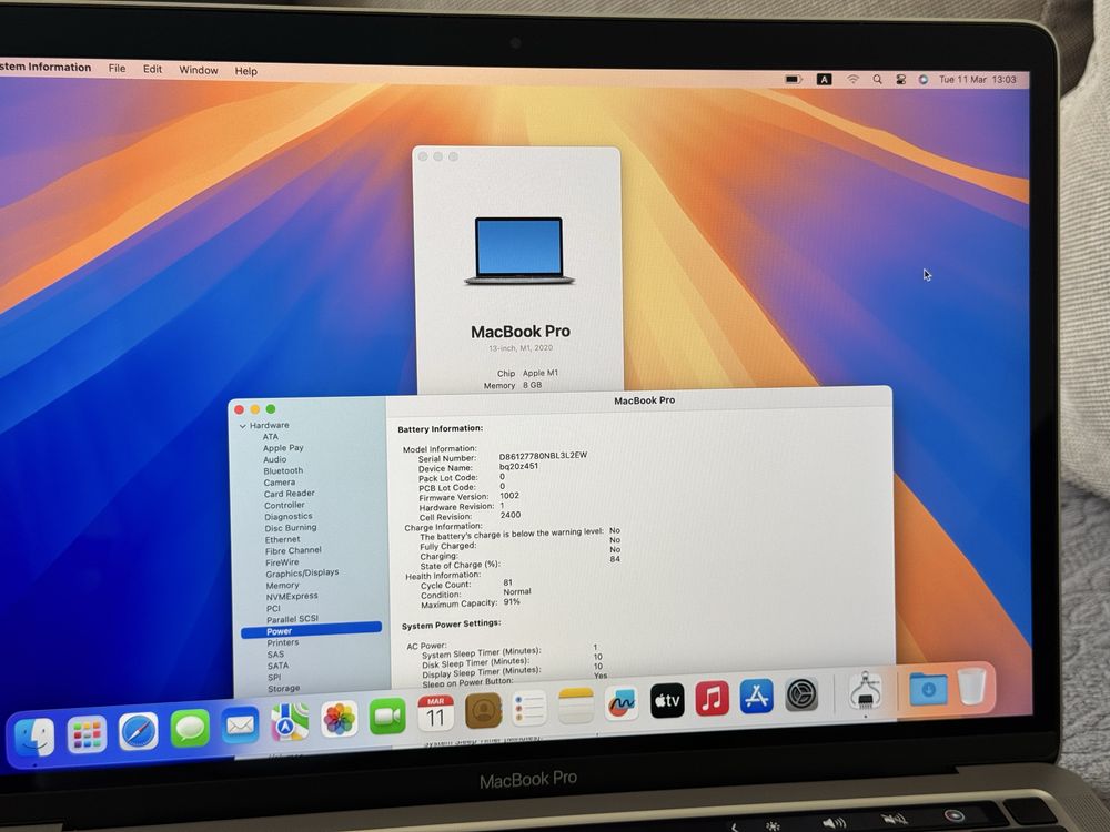 Като Нов 13.3'Macbook Pro M1/8GB Ram/256GB SSD
