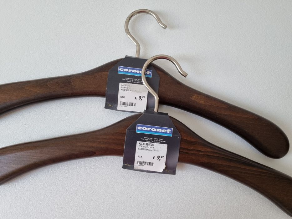 Umerașe lemn fag și metal, 4 buc. noi