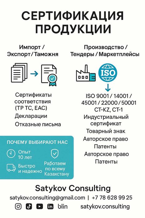 Сертификация, декларация, отказные письма, сертификат соответствия
