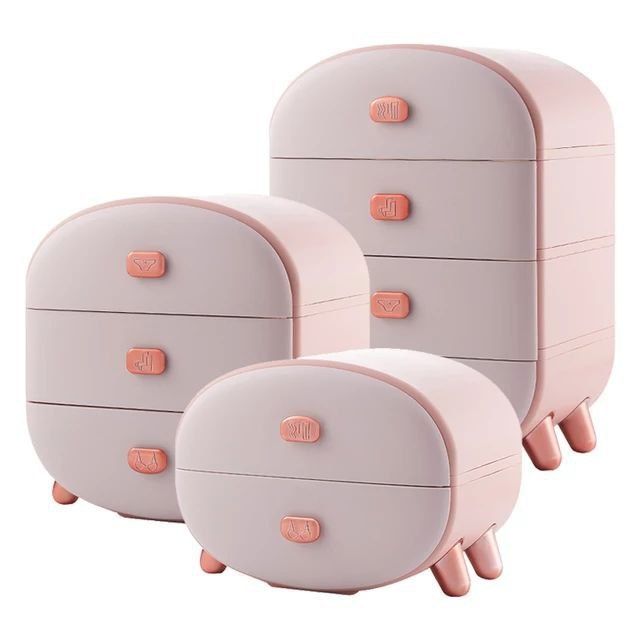 Тумба с ящиками для белья - розовый, 4 ящика