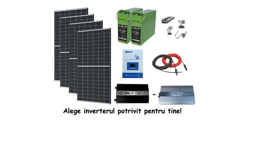 Kit fotovoltaic 1.6KW panouri 405W cu invertor 2000-8000W baterii 190A