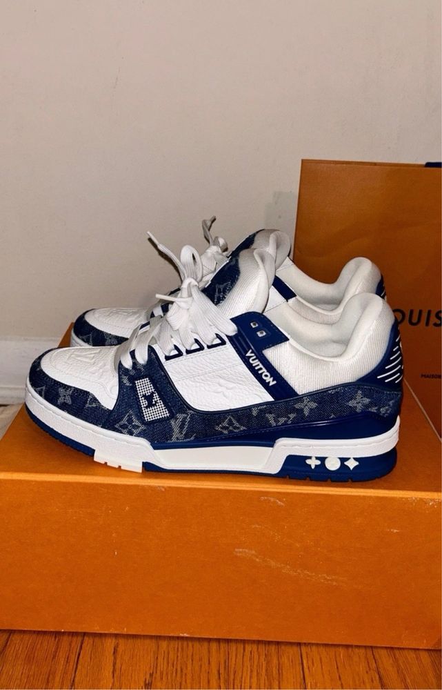 Adidasi Louis Vuitton X Navy Blue Trainer Denim