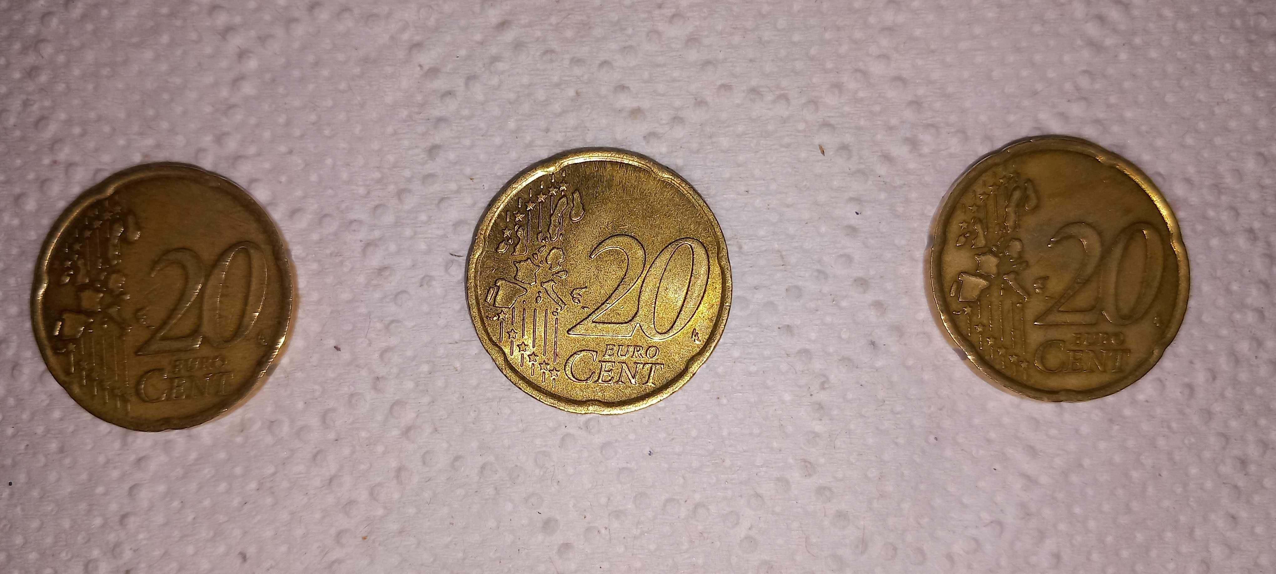3 monede  20 euro cenți 2002