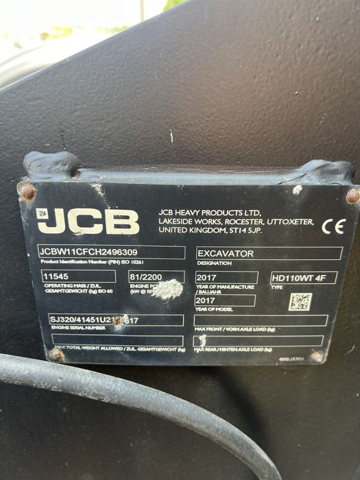 Excavator pe roti Jcb Hydradig 110 w 2017 impecabil ca si nou