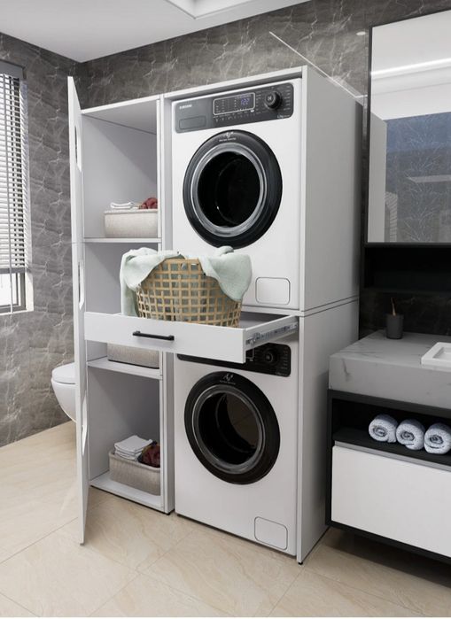 Шкаф за пералня и сушилня с рафтове