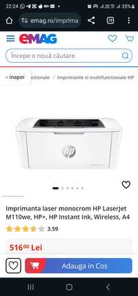 Imprimanta laser monocrom HP LaserJet M110we, HP+, HP Instant Ink, nou