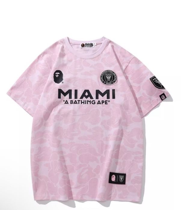 Футболка Bape Inter Miami , розовая и черная