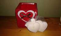 малка керамична ваза със сърца/ плетена кошница/мече сувенир