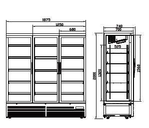 Vitrina frigorifica verticala cu 4 usi - Maxima 4DF / Congelare / 2.5m