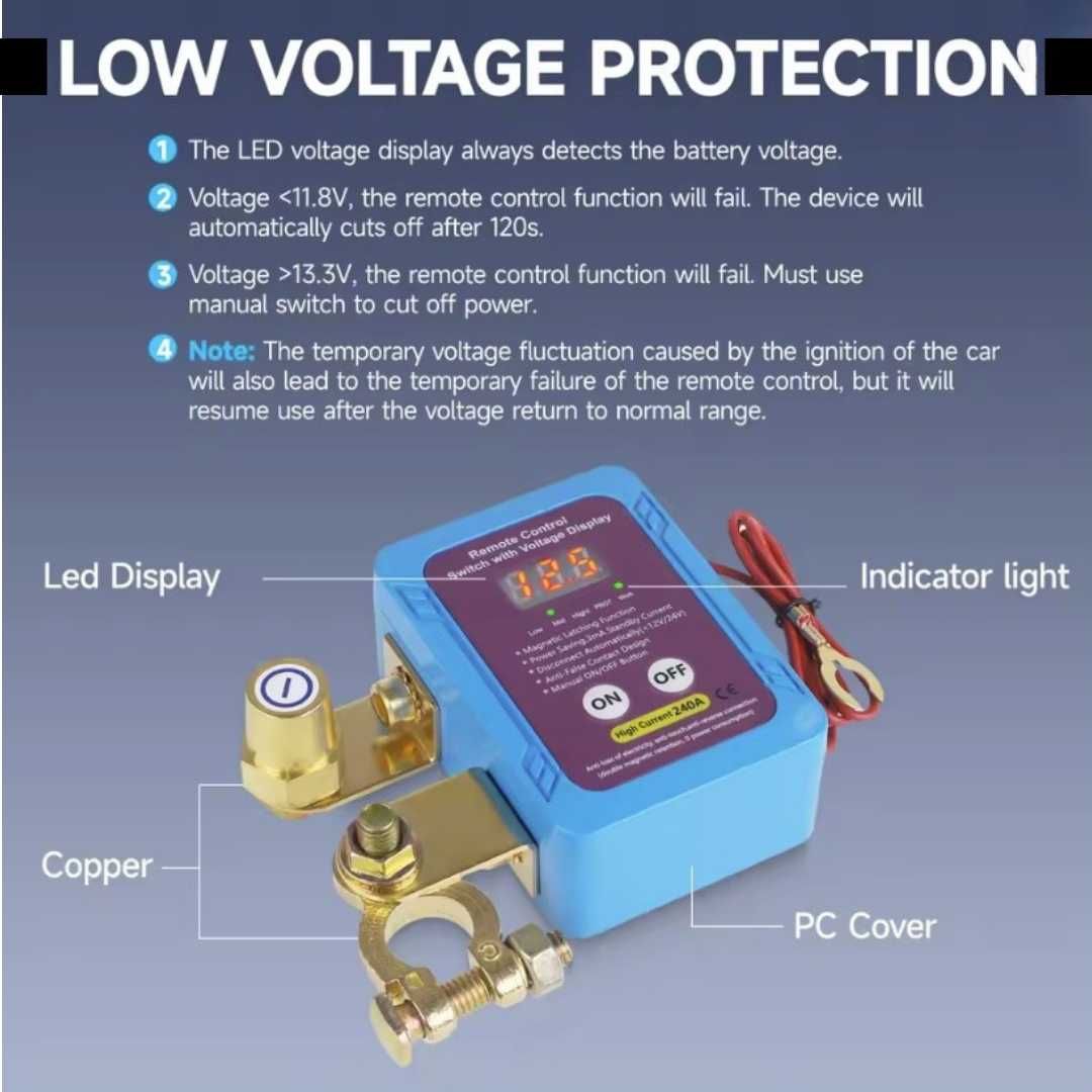Дистанционен Прекъсвач на Акумулатора 12V 240A, кола, лодка, каравана