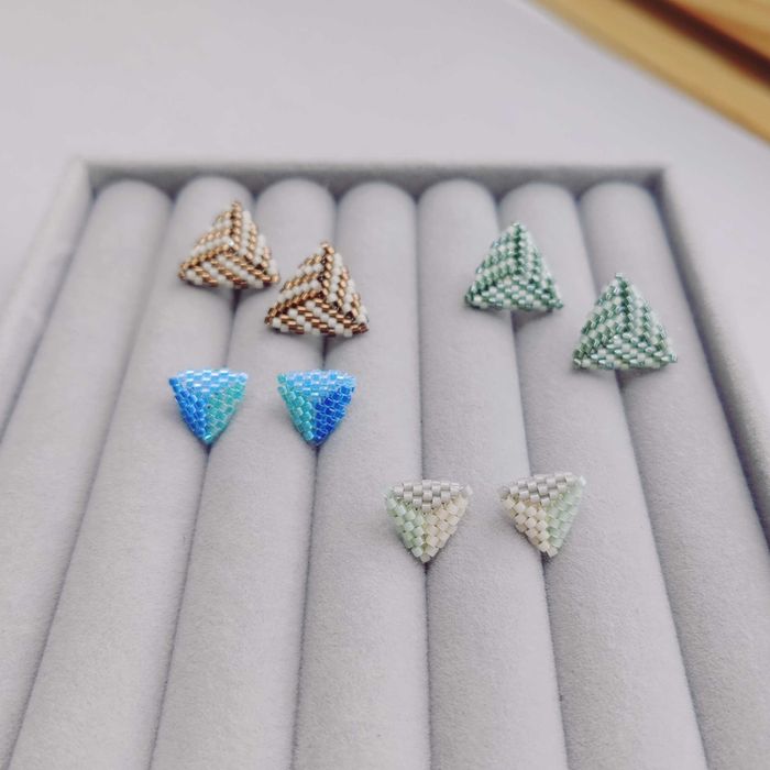 Ръчно изработени обеци - Сребро 925 / Стомана и Японски мъниста Миюки