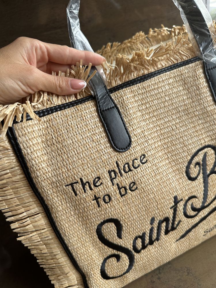 Плажна чанта рафия”Saint Barth”