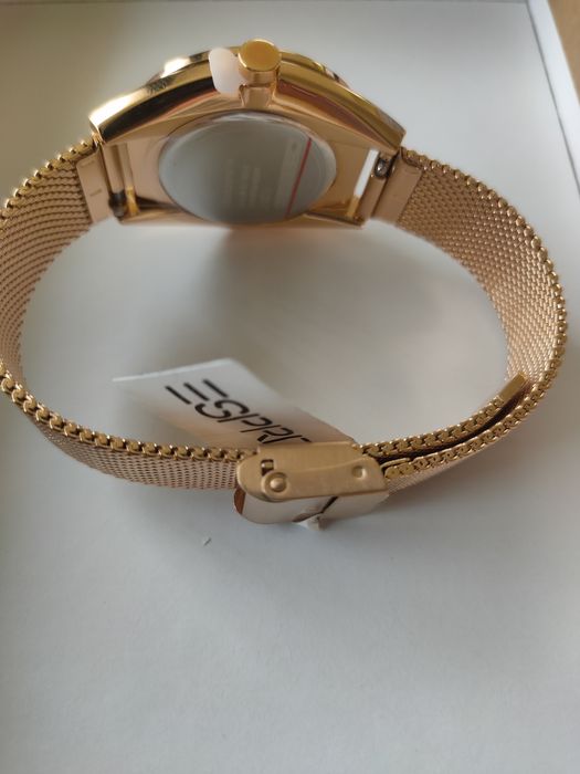 Ceas Esprit analog cu bratara cu model plasa, Auriu