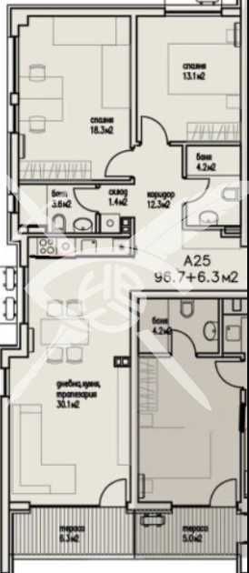 Продава се Тристаен апартамент в Бургас, Сарафово - 103 кв.м за 1185 €/кв.м - Снимка #1