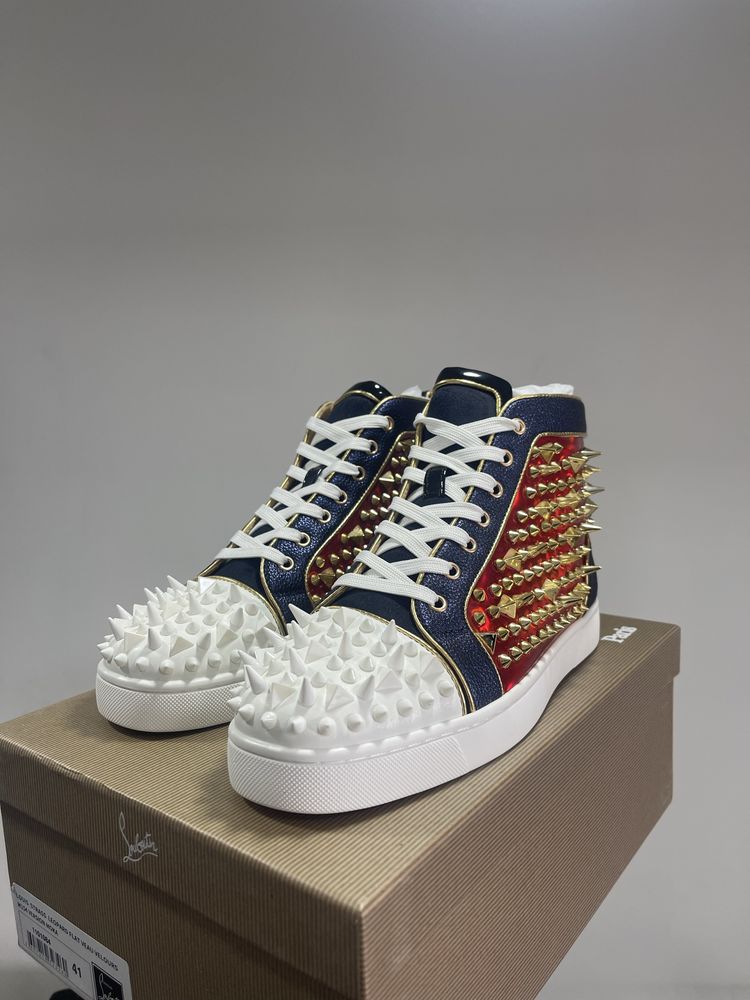 Christian Louboutin High White Red Spikes