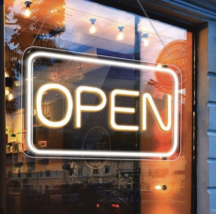 Панел с бял LED неон "Open" 41x23.5 cm