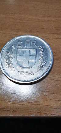 Moneda 5 FR Elvetia 1968