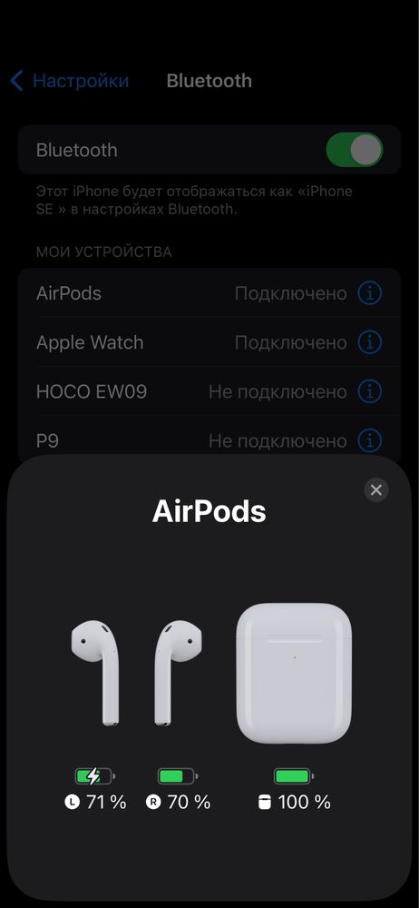 Беспроводные наушники AirPods 2 сенсорные, с беспроводной зарядкой