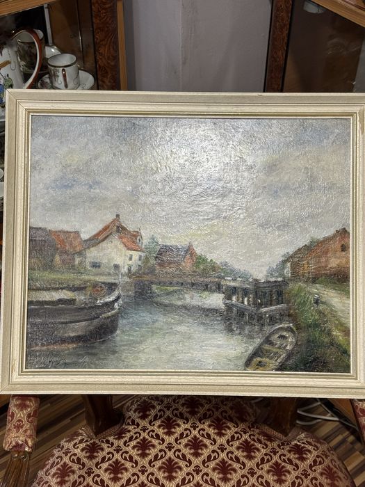 стара картина маслени бои на фазер с автор