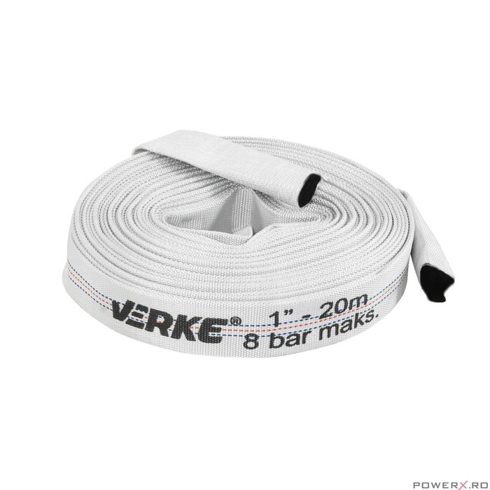 Furtun apa 1"20 metri, tip pompieri, cauciucat, 8 bari, Verke