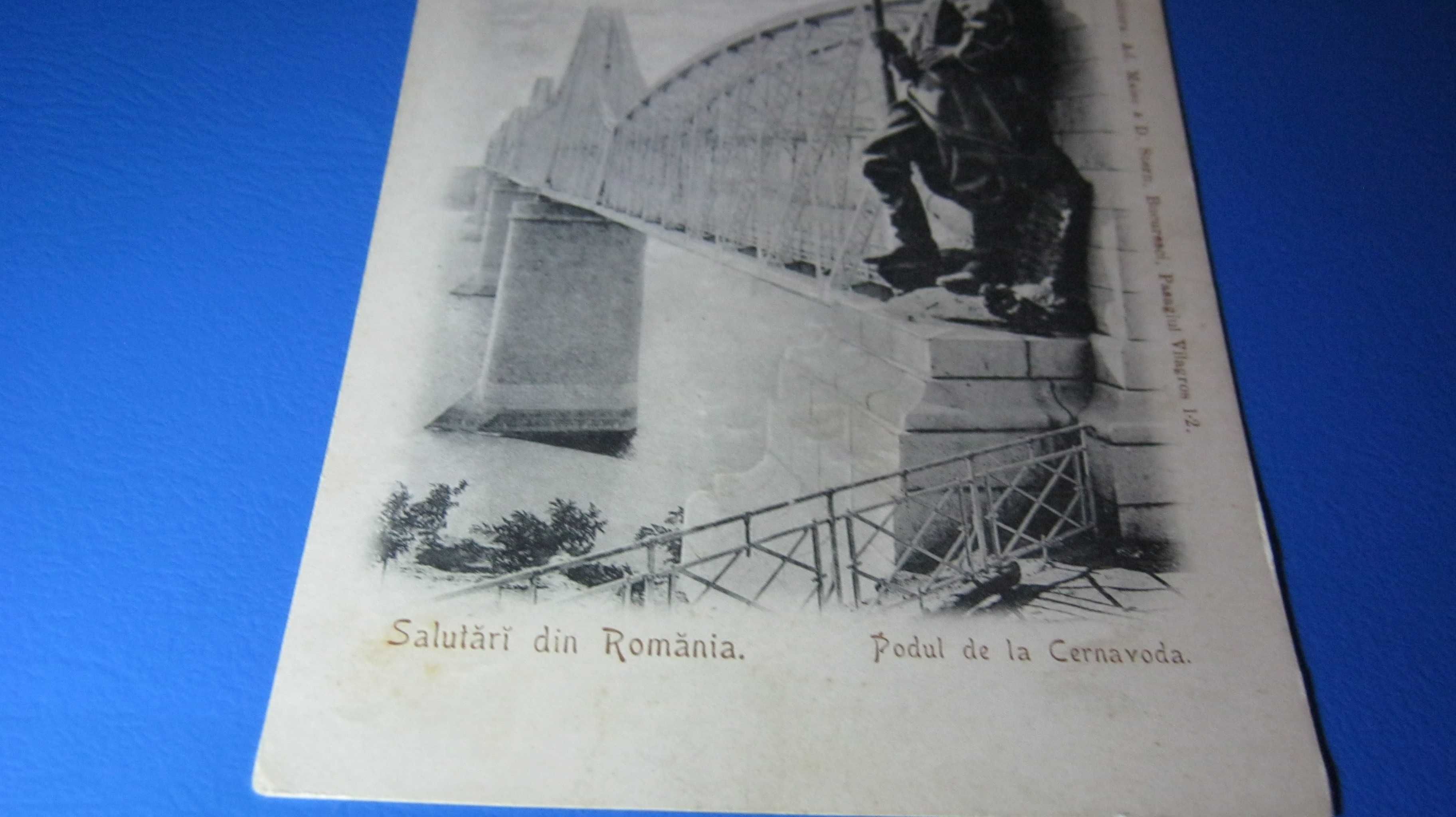 Ilustrata veche/Carte Postala,POD CERNAVODA,Salutari din Romania,1903.