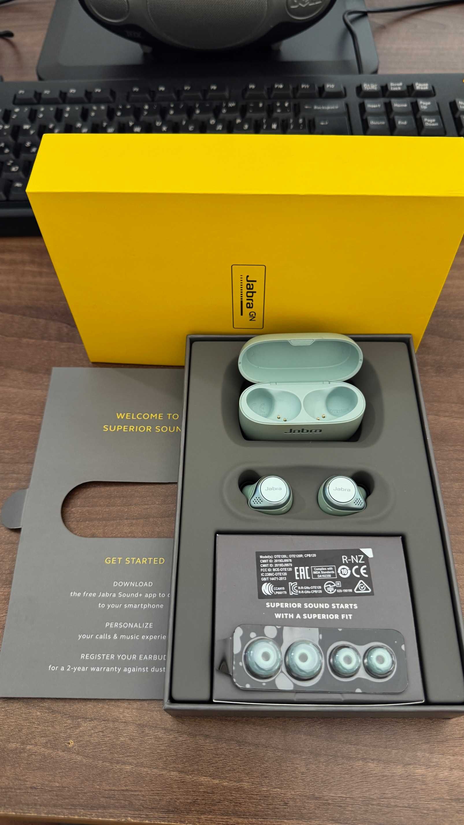 Безжични слушалки Jabra Elite Active 75t като нови !