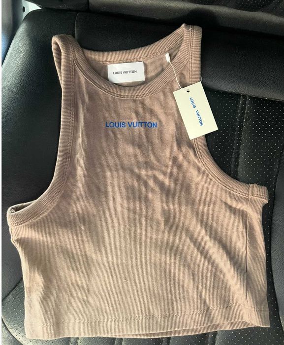 кафяв топ ЛВ рипс кроп къс потник louis vuitton летен