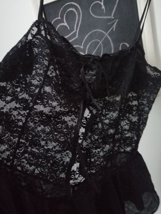 Rochita vintage din dantela neagra sexy lenjerie noapte marimea M/L
