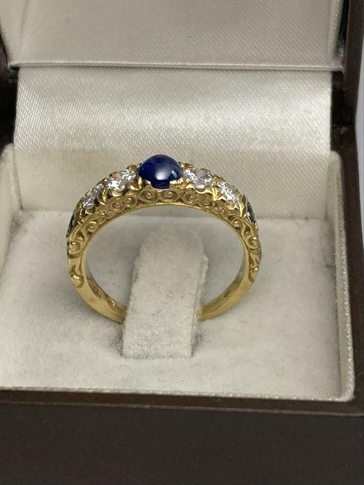 Inel aur 18kt.cu diamante 0.75ct.si safire