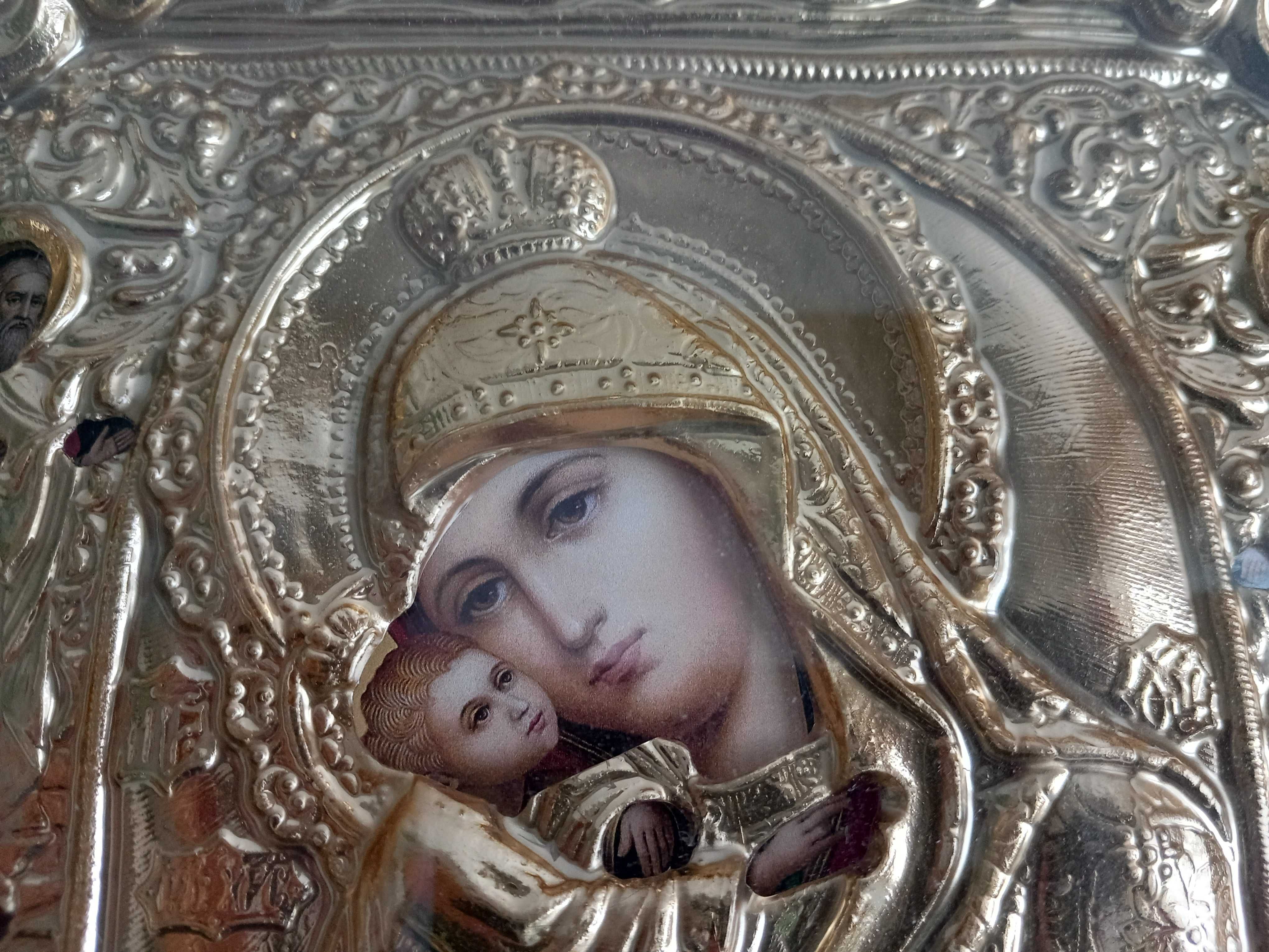 Уникална Руска ИКОНА Почаевската Богородица с Обков Светии