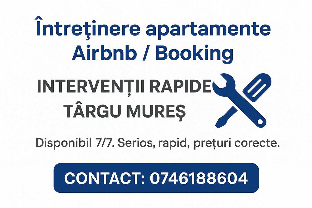 Întreținere apartamente chirie / Booking – Târgu Mureș și împrejurimi