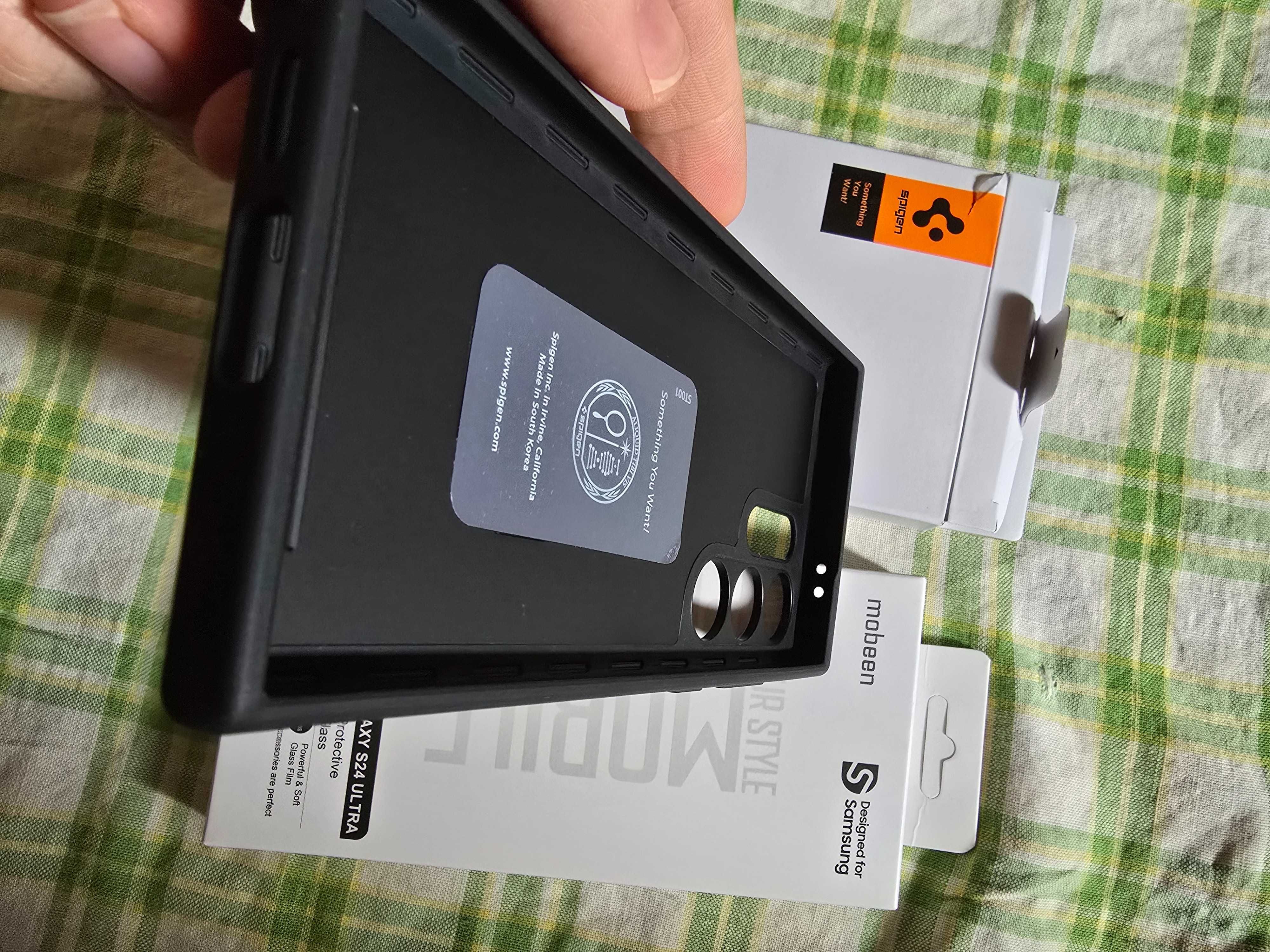 Калъф Spigen Thin Fit за Samsung S24 Ultra + стъклен протектор Mobean
