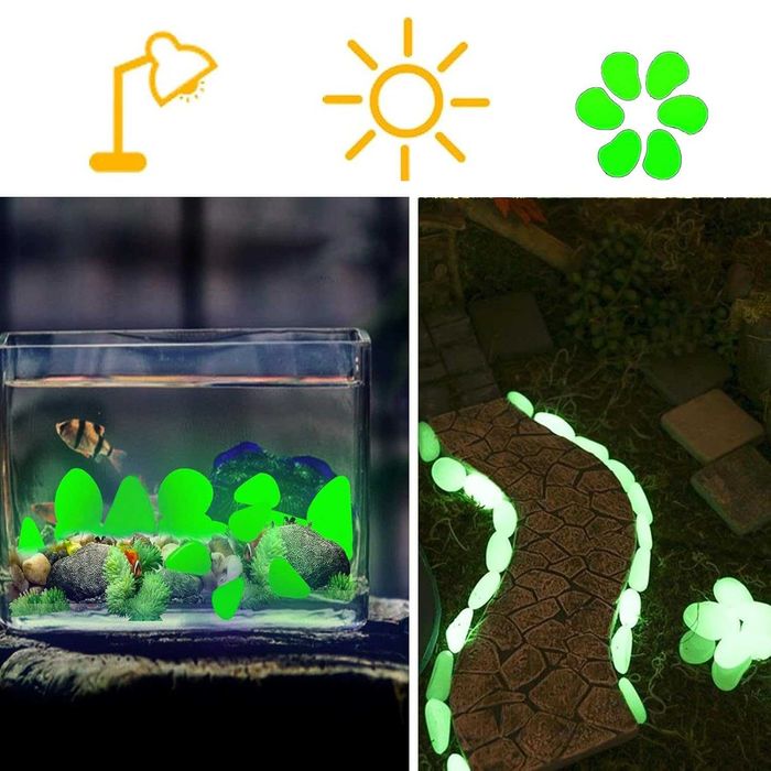 Pietre decorative fluorescente verzi 100 buc pentru alei vaze acvarii