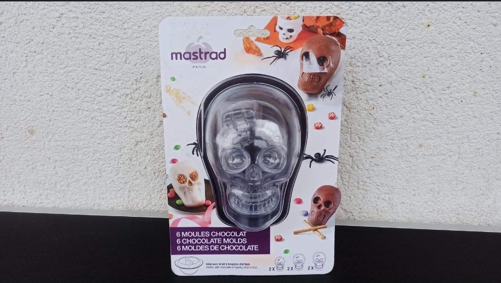 Set 6 matrite policarbonat ciocolata cap de schelet Halloween matrita